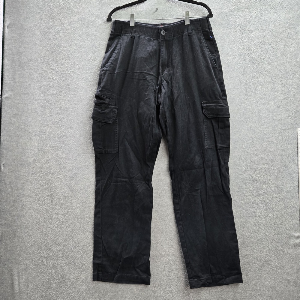 Dickies Men Pants 32X32 Black Cargo Twill Button 30" Inseam Logo Outdoor